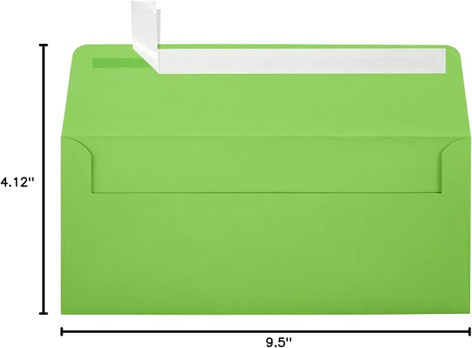 LUXPaper #10 Business Envelopes | Peel & Press | 4 1/8" x 9 1/2" | Limelight Green | 80lb. Text | 50 Qty