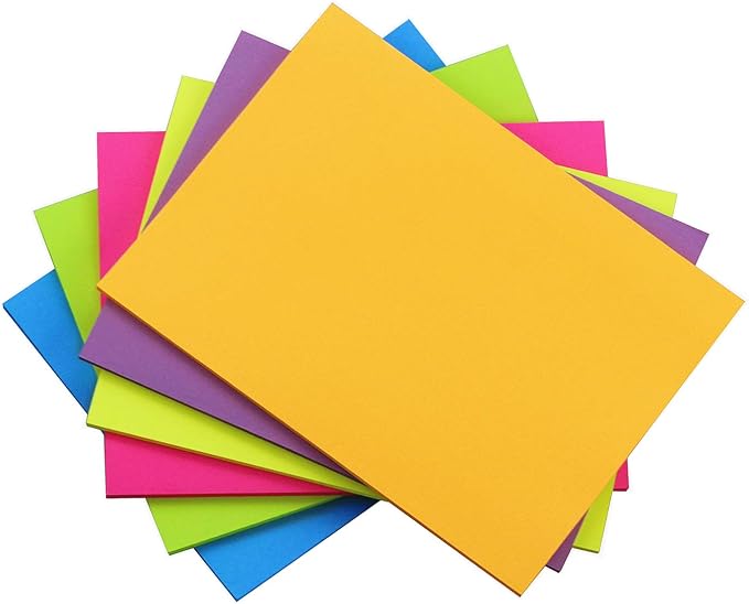 SIMONA Sticky Notes 8x6 Inch, Sticky Pads 6 Bright Colors, 270 Sheets | Colorful Self-Sticky Note Pads, 6 Assorted Colors Large Sticky Notes for Office, School, Family