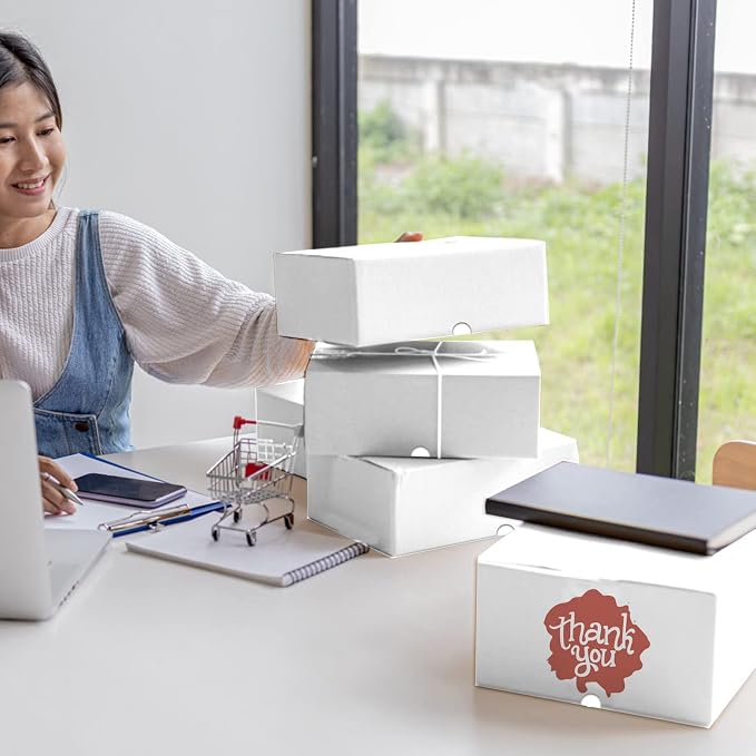 WIFTREY 7x5x4 Shipping Boxes 20 Pack for Small Business, White Corrugated Cardboard Mailer Boxes for Packing, Mailing