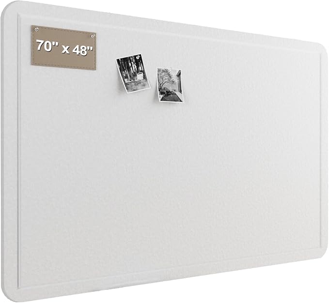 72 x 48 Inch White Felt Bulletin Board for Wall, Frameless | Foldable 0.35-inch pin board with adhesive tape and push pins. cork alternative adhesive mounting frameless panel
