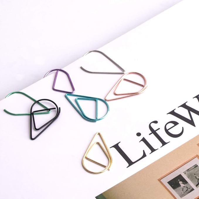 Multicolor Cute Teardrop Paper Clips 1 Inch 300 Pieces | Drop-Shaped, Stainless Steel, For Office Supplies School Document Organizing, DIY & Daily Home Use