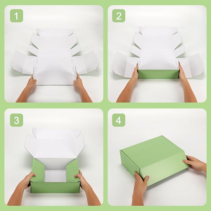 PHAREGE 6 Pack 12x9x4 in Cardboard Shipping Boxes, Light Green Gift Box | Bright Color, Tuck Top, Quick Fold, Easy Assemble, Shape Well, Single Corrugated, Shirt, Shoe, Small Business Packaging
