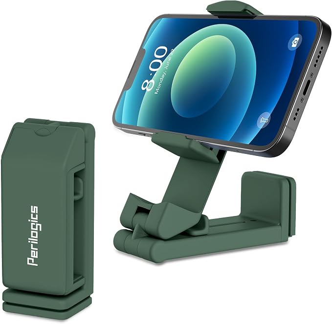 Perilogics Airplane Phone Holder Mount, Plane Travel Essentials (Evergreen) | Universal in Flight Phone Stand, Hands Free, Dual 360° Rotatio, Must Haves Airplane Travel Accessory