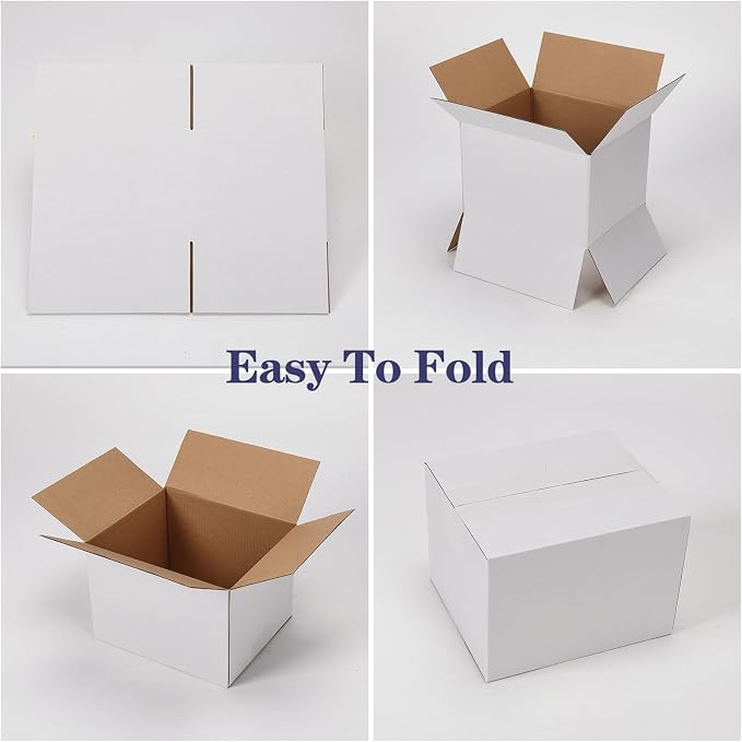 7x6x5 Shipping Boxes Set of 40, White Kraft Corrugated Cardboard Small Business Boxes Mailers for Packaging, Packing