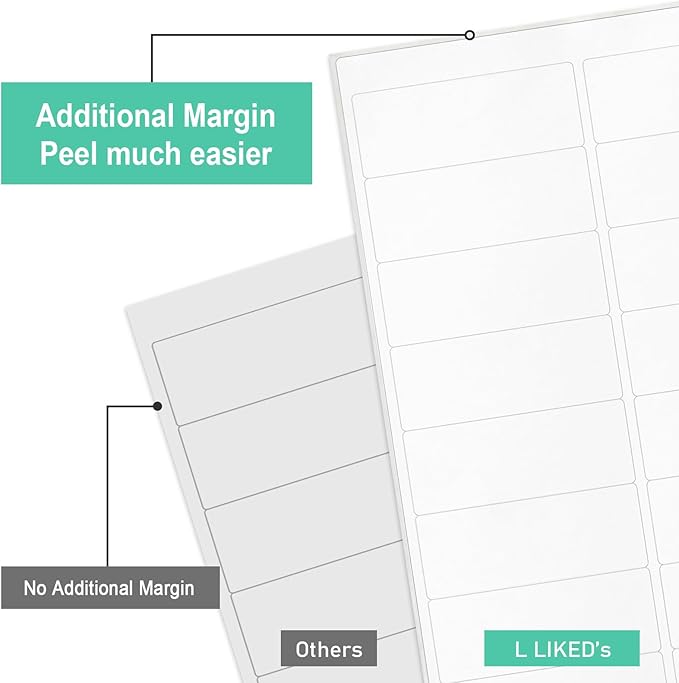 L LIKED 1" x 2-5/8" Address Labels 30/Sheet 15000 Labels 500 Sheets | Printable, blank, compatible with laser & inkjet printers, for address, mailing & barcode labels. Strong adhesive, easy peel