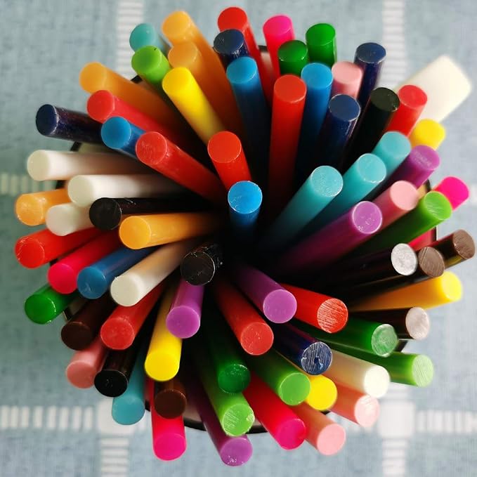 Ewparts 14-Color Hot Glue Sticks, 84-Pack | 7mm x 100mm size for mini glue guns. 14 colors. Ideal for DIY crafts, school projects, home decor, and holiday decorations