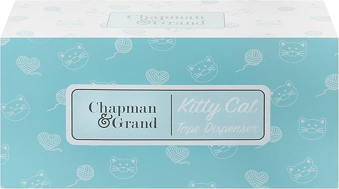 Chapman & Grand Kitty Cat Tape Dispenser (White/Turquoise), Patented | The purr-fectly adorable desk accessory & unique gift for cat lovers! Adds instant cute, playful vibes to any workspace.