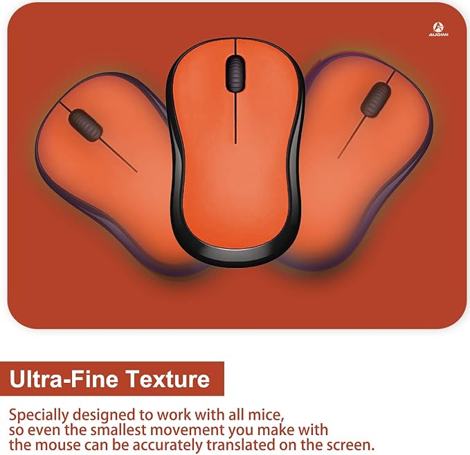 Audimi Small Mouse Pad 6 x 8 Inch, Mini Mouse Pad Thick for Laptop Wireless Mouse Home Office Travel, Portable & Washable (Orange)