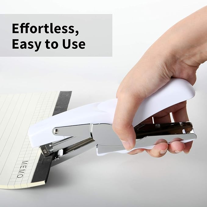 Stapler with 1000 Staples-Plier Stapler Save 60% Power(White) | Good for Stapling at Home School or Warehouse