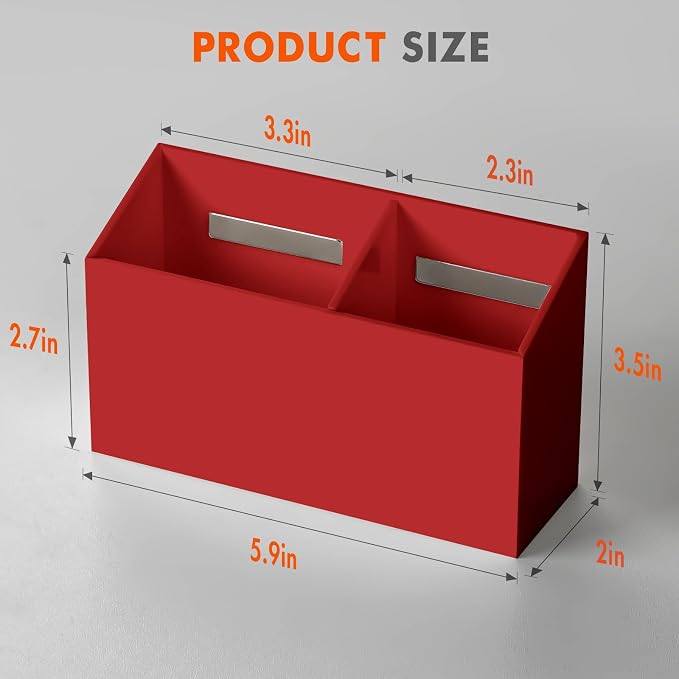 BEYGORM Magnetic Dry Erase Marker Holder for Whiteboard & Refrigerator | Non-slip Acrylic Pen Holder for Classroom, Fridge Magnet, Locker Organizer Accessories, Teacher & School Supplies(Red)
