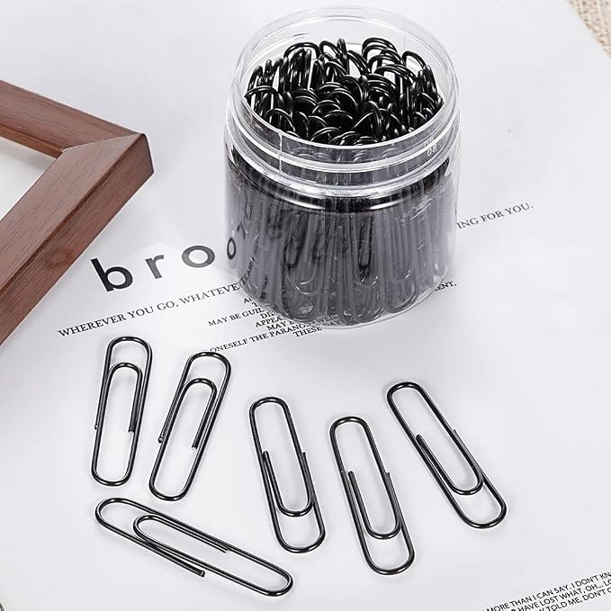 Vinaco Black Large Paper Clips, 100 Pcs 2", Rust Resistant for Office Use | Vinyl Coated Steel paperclips, Smooth Burr-Free Edges for Office School DIY & Document Organizing