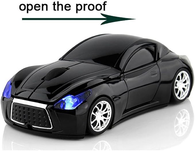 MGbeauty USB Wireless Mouse Sports Car Mouse Ergonomic Computer Cordless Optical Mice with LED Flash Light