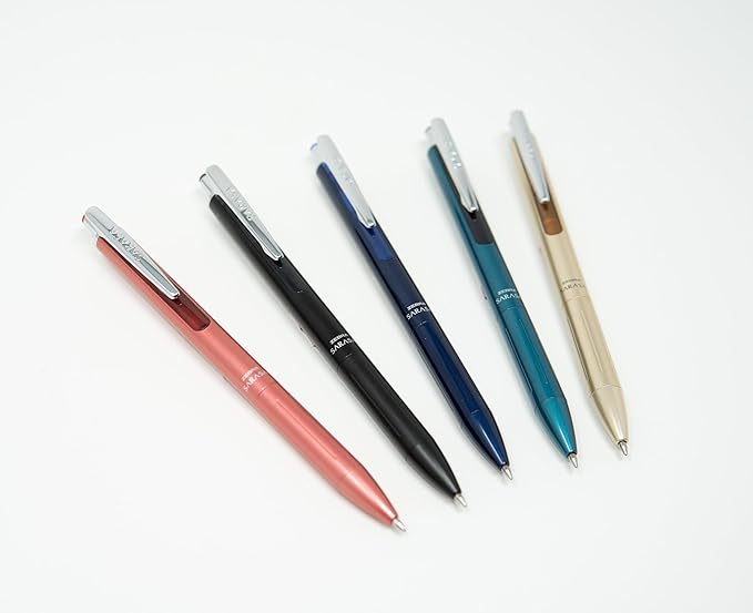 Zebra Pen, SARASA Grand Retractable Gel Pen, Solid Brass Barrel, Fast-Drying Black Ink, 0.7mm Point, Ideal for the Left Handed, Eliminates Smudging, Rose Gold Brass Barrel, 1-Pack, (45311)