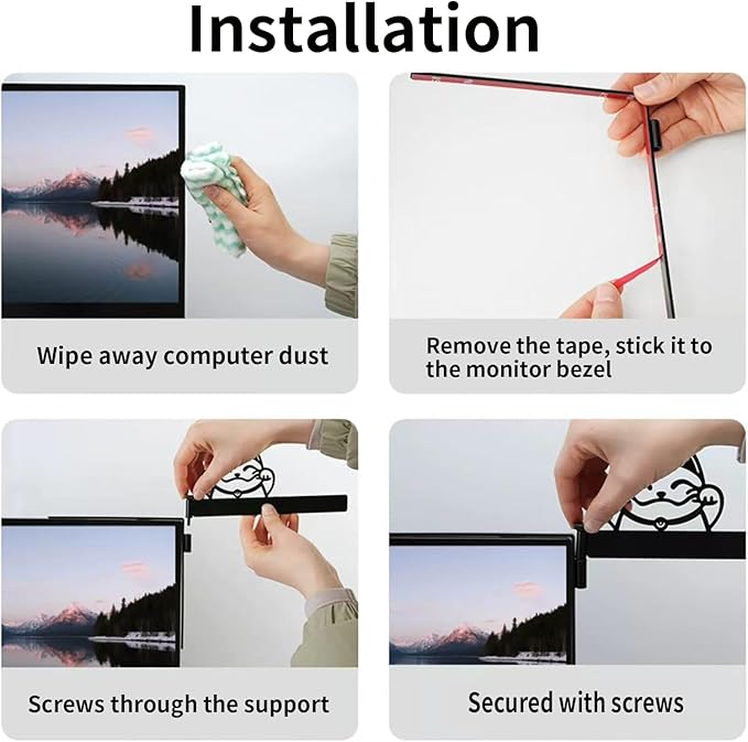 Monitor Document Holder, Paper Holder for Typing with Magnetic Clip, Adhesive MountPaper Clip Holder, 270° Adjustable Typing Stand for Office Monitor, Desktop Monitors