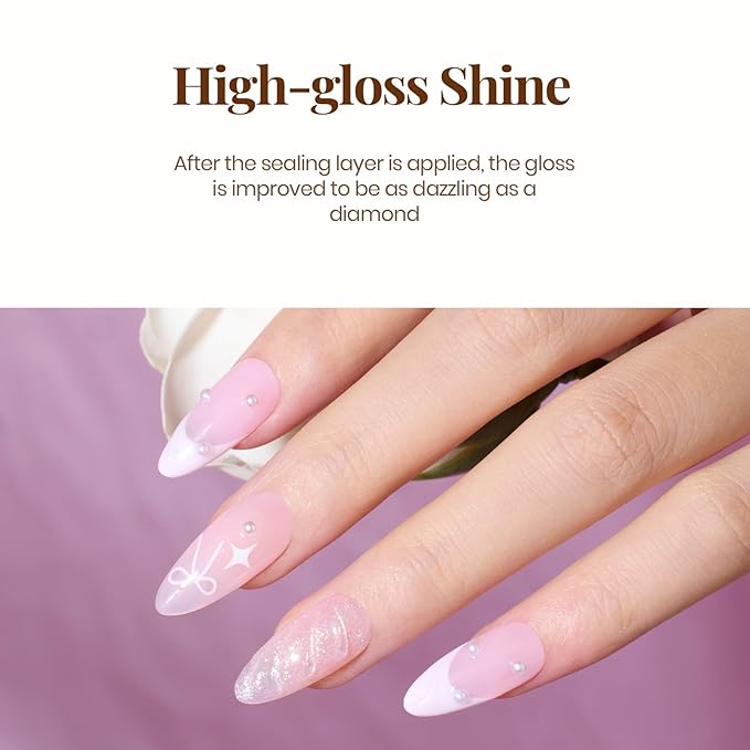 Beetles Gel Top Coat - 15ml No Wipe Top Coat High Gloss Shiny and Long-Lasting Soak Off LED Nail Lamp for Gel Polish