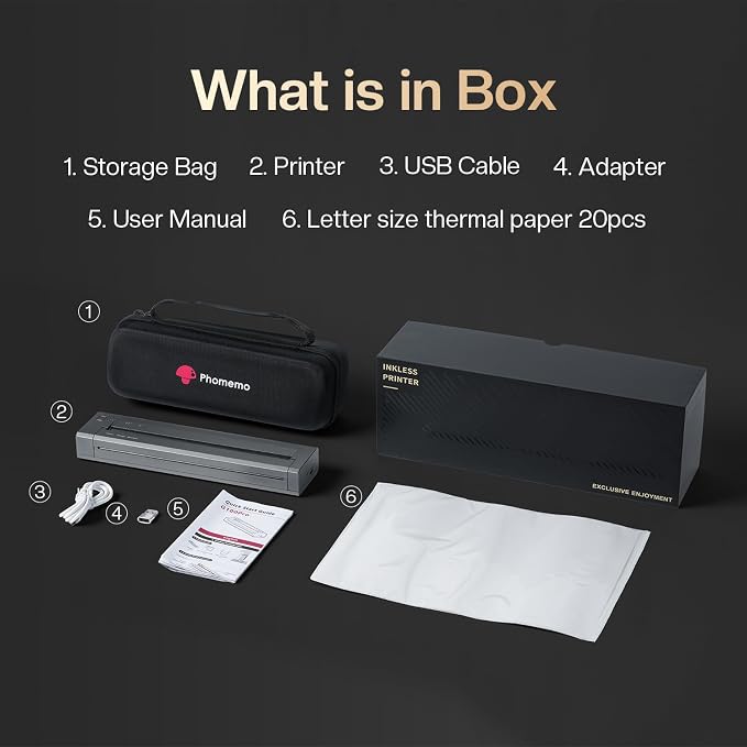 Phomemo G100 Pro AirPrint Portable Printers Wireless for Travel with Case | Thermal Inkless Printer, Supports 8.5"x11"US Letter & A4 Size, Compatible with iOS, Mac, for Mobile Office Home