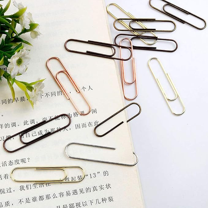 50 Pieces 50 mm Metal Paper Clips for Office School and Personal Use (Bronze)