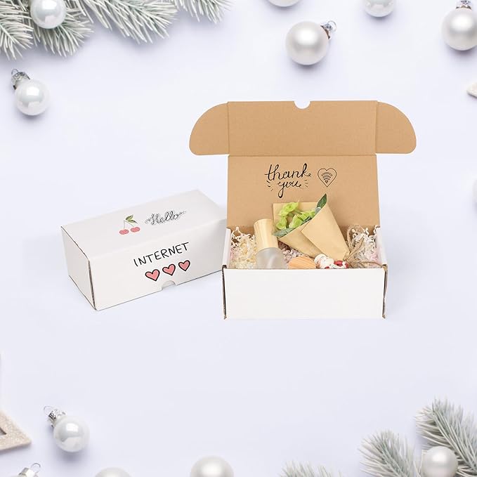 ZBEIVAN 8x4x3 White Shipping Boxes Set of 50, Corrugated Cardboard Mailer Boxes for Packaging Small Business Mailing Gifts