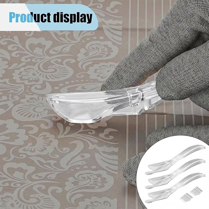 3PCS Wrapping Paper Cutter Knife, Vinyl Cutting Tool with Handle, Hidden Blade Safety Sliding Cutter, Paper Cutter with 10 Spare Blade for Scrapbook, Craft Paper, Photo (White)