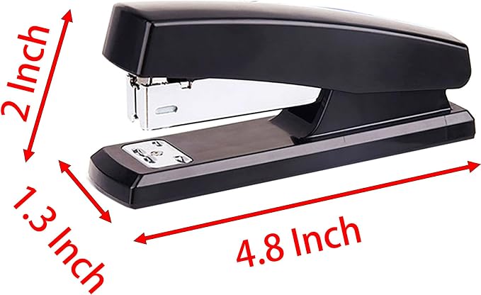 Labor Saving Black Desktop Staple, 4.8 Inch Stapler with 500 Pcs No.12 Staples for 20 Sheets Capacity (White)