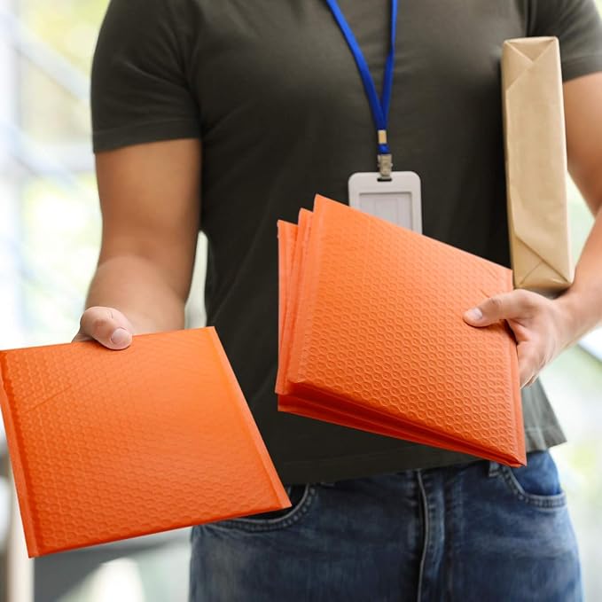 Fuxury Bubble Mailers 8.5x12" Orange Padded Envelopes 250 Pack Bulk | Usable Size 8.5x11" Bubble Envelopes Self Seal Padded Mailers for Mailing,Packaging, Small Business,Boutique,#2
