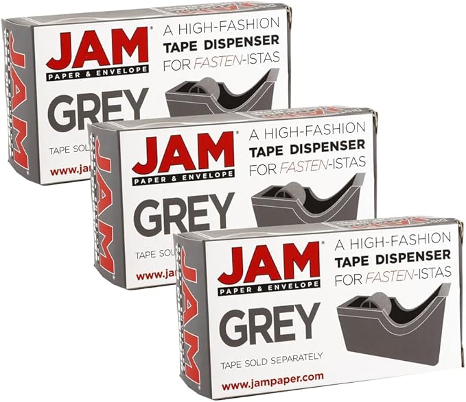 JAM PAPER Colorful Desk Tape Dispensers - Grey - 3/Pack