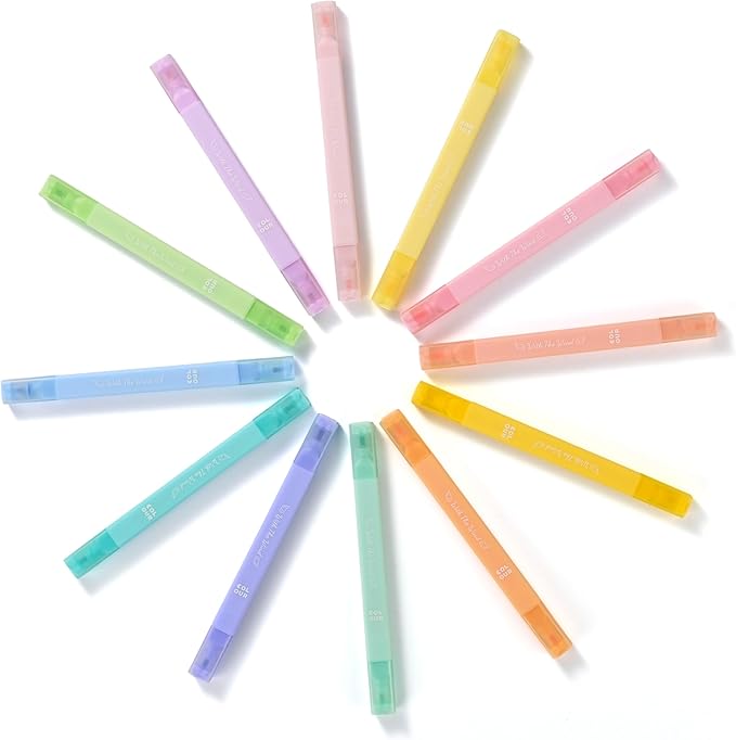 12Pcs Aesthetic Bible Pastel Highlighters and Pens no bleed Cute Highlighters Double Ended Highlighter for and Office Journal