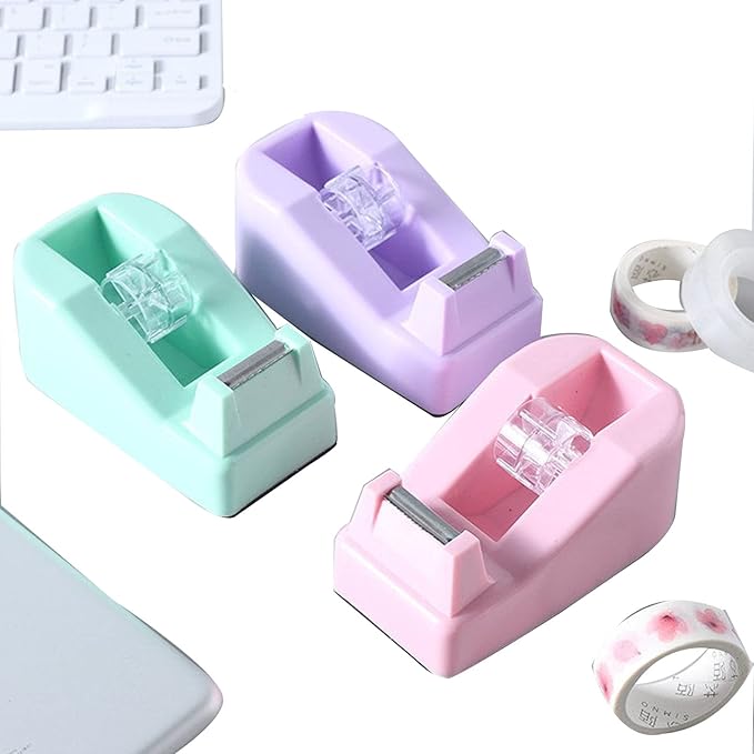 WELSTIK Desktop Office Tape Dispenser Non-Skid Base, for Packaging in Office,Restaurant, Flower Shop,Cake Shop,Pink