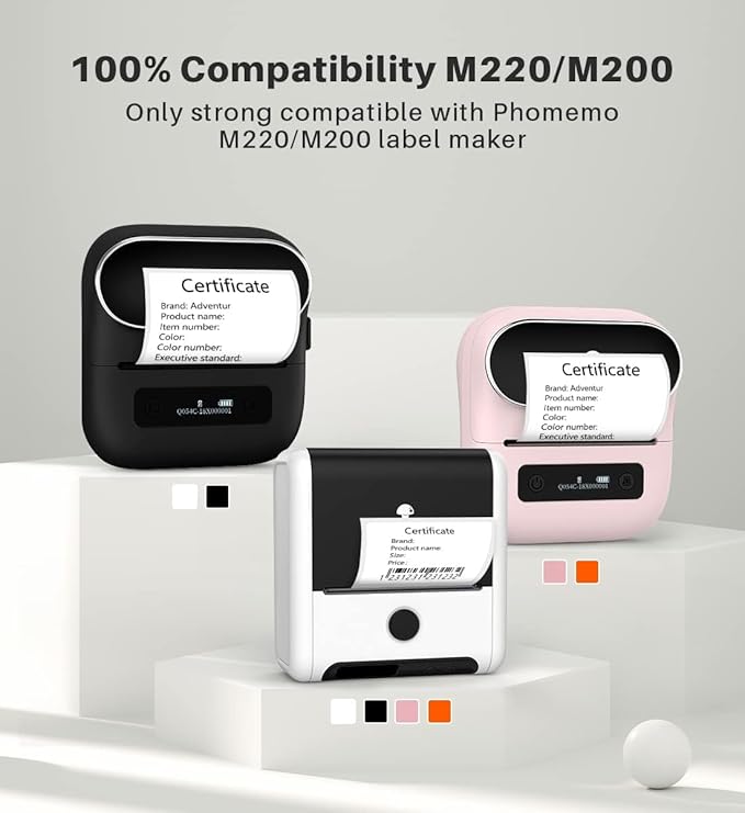 Phomemo Thermal Labels 2.36"x3.14" - Premium Adhesive Multipurpose Stickers for M220 M250 M260 M221 M200 Label Makers - 3 Rolls 300 Labels for Logo Design, QR Code, Name Tag, Small Business