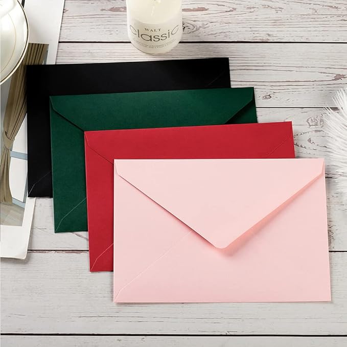 100 Pieces A6 Envelopes Colorful 4x6 Envelopes for Greeting Cards, Birthday, Weddings, Baby Shower Invitation Cards (6 1/2 x 4 3/4 Inches, Dark Green)