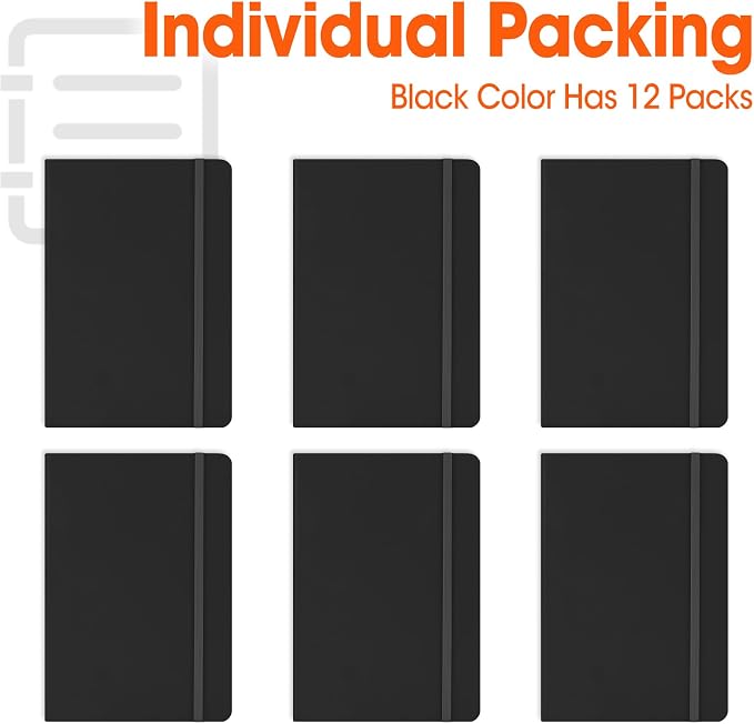 6 Pack Lined Journal Notebook for Work, 200 Pages, Medium 5.5 in x 8.3 in, A5 College Ruled, Hardcover Journaling Notebooks for Writing, Note Taking, Fit for Business Work School Home (Black)