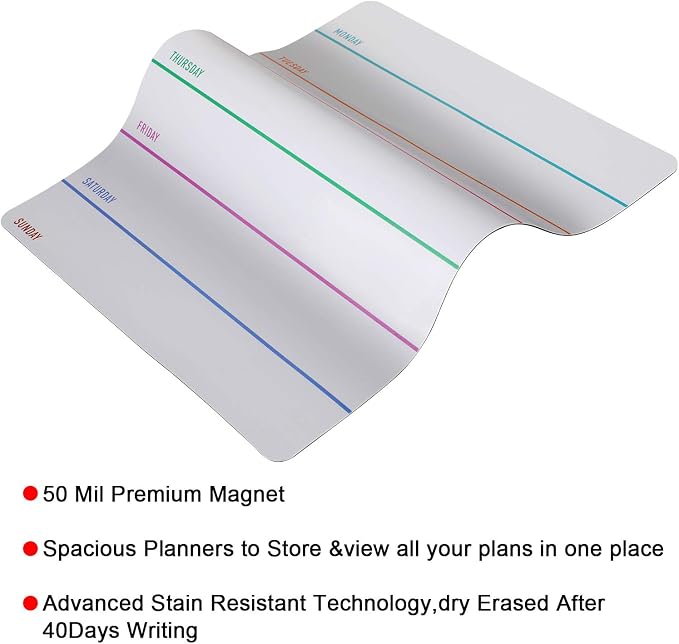 Outus 2 Pieces Magnetic Weekly Dry Erase Boards Erasable Weekly Calendars Whiteboard Planners with 2 Pieces Markers for Office, Home, School Supplies (Color 1, 9.4 x 7.5 Inch)