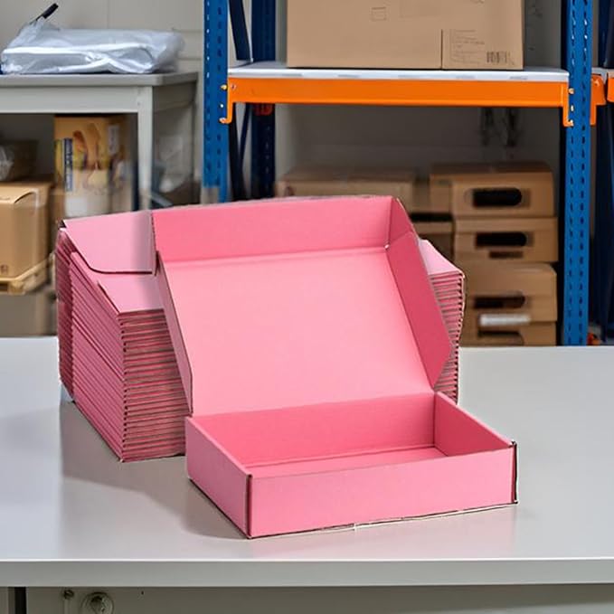 Small Shipping Boxes 13x10x2 Inches – Pink Corrugated Cardboard Boxes (20-Pack) for Mailing, Packing, Small Business & Gift Packaging - Recyclable & Sturdy