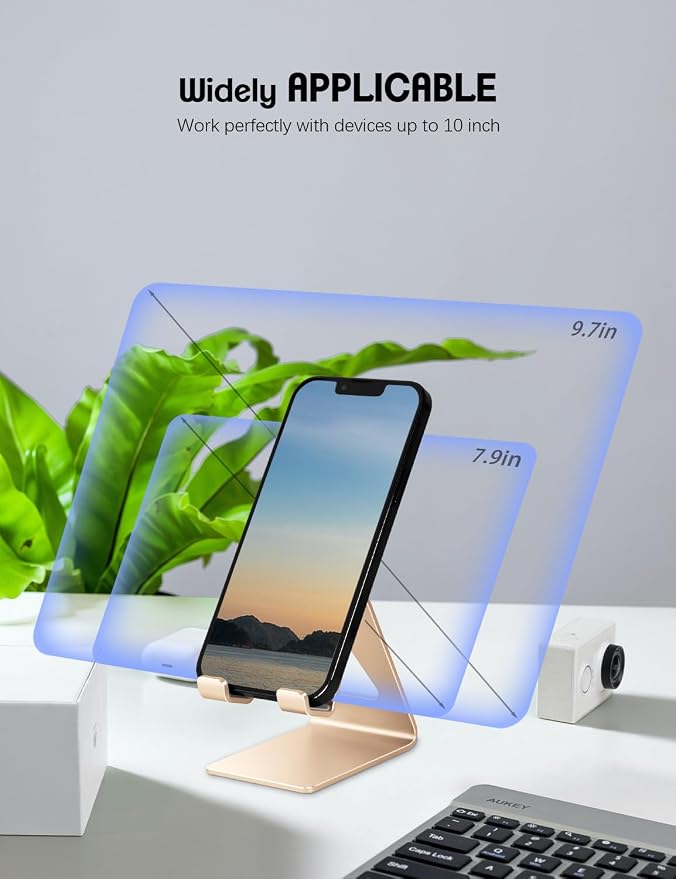 Aoviho Cell Phone Stand for Desk, Aluminum Phone Holder, Rose Gold | Built to Last, Hands-Free Viewing, Fits iPhone 17/16/15 Series & Samsung Galaxy, Ideal for Home & Office