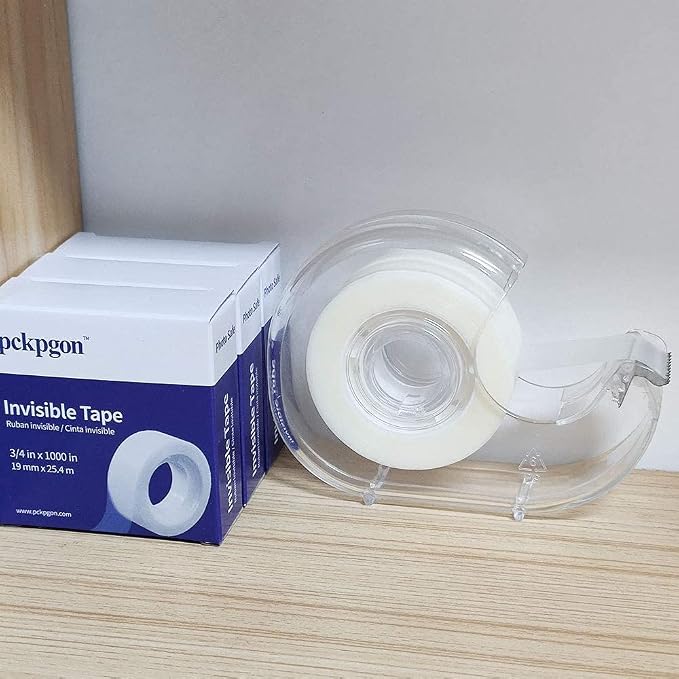 Mini Desktop Tape Dispenser, for 1" Core 3/4" Width Tape, 1 Pack | Hand Use, Transparent Plastic, Lightweight and Portable, Refillable, Suitable for Transparent Tape and Invisible Tape