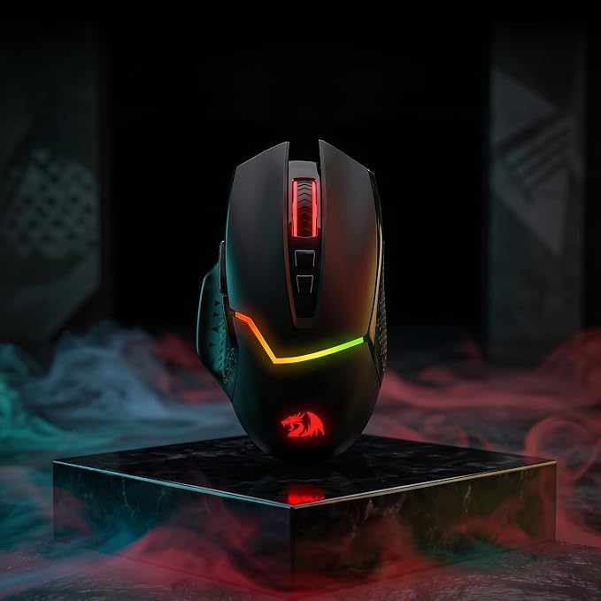 Redragon M690 MAX Wireless RGB Gaming Mouse 12800 DPI Remapping Keys | Cable-Free 0 Delay, Redefine Keybinding Macro, Vibing Backlight, Ergonomic Grip Body Comfort