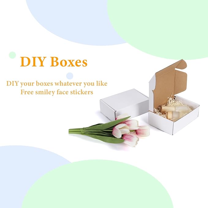 MEBRUDY 6x4x2 Inches Shipping Boxes Pack of 25, White Small Corrugated Cardboard Box for Mailing Packing Literature Mailer