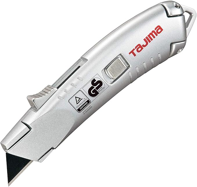 Tajima Utility Knife - VR-Safety Knife Box Cutter with Self Retracting Blade & 3 V-REX Blades - VR-103