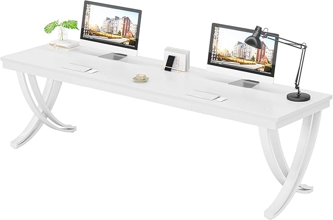 Tribesigns 2-Person Office Computer Desk, 78.7-Inch Extra Long Desk, Large Double Writing Desk for Home Office, Workstation Work Desk for Two People with Stylish Legs (White)