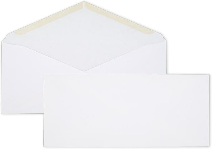Mead #10 Envelopes, Letter Size, 4-1/8" x 9-1/2", Gummed Closure, White All-Purpose for Home & Office Mail, 50 Count (75050)