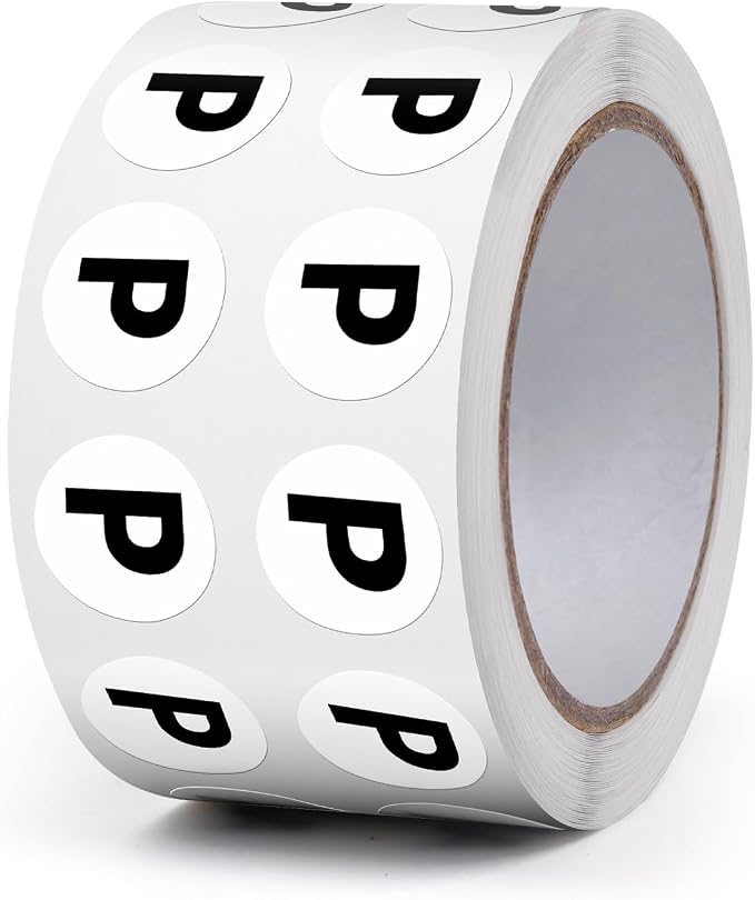 Letter P Stickers 0.5 Inch Vinyl Round Alphabet Label 1000 PCS | Self-Adhesive, Removable, Waterproof, Circle Capital Dots Tags, for Home Office Inventory Classroom