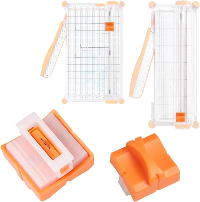 18pcs Paper Cutter Replacement Blades, Cutting Scrapbook Easy Cut Blade Replacement Supplies with Security Safeguard Design for A4 Paper Picture Trimmer Compatible with Firbon (Orange)