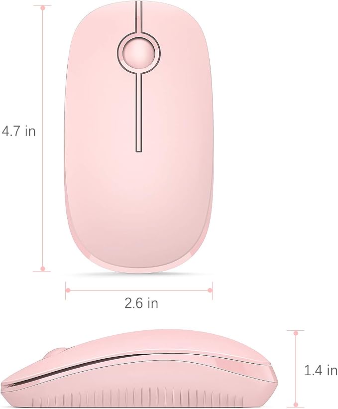 VssoPlor Wireless Mouse, 2.4G Slim Computer Laptop Mouse, Pure Pink | Portable Mouse, Plug & Play USB Nano Receiver, Quiet Silent Optical Mice for Notebook, PC, Laptop, Computer, Windows, Mac