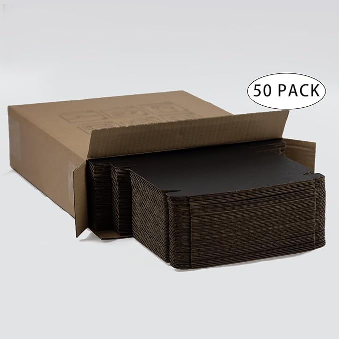 SUNLPH 50 Pack 7x5x1 Inches Small Shipping Boxes, Black Corrugated Cardboard Boxes, Moving Mailing Packing Box