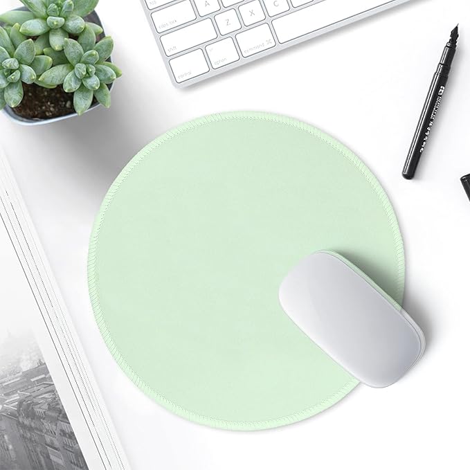 Hsurbtra Mouse Pad, Premium-Textured Small Round Mousepad 8.7 x 8.7 Inch Lake Green, Stitched Edge Anti-Slip Waterproof Rubber Pretty Cute Computer Mat for Office Home Gaming Laptop Men Women Kids