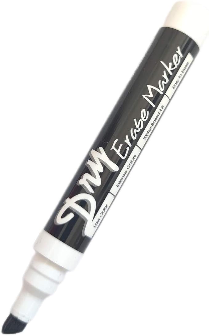 Volcanics Black Dry Erase Markers, Chisel Tip, Low Odor, 10 Pack | Whiteboard Markers, Dry Erase Pens, Easy Erase for Whiteboards, Glass, Calendars, Office, School, Home, Quick Dry Ink