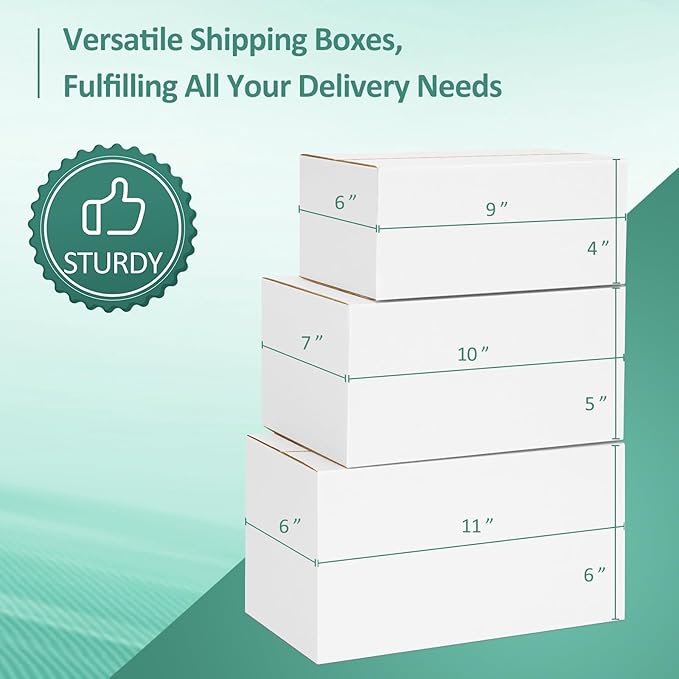 Eupako 30 Pack Small Shipping Boxes Assorted Sizes, White Corrugated Box Mailers, 9x6x4 & 10x7x5 & 11x6x6 10 PCS Each Small Boxes, Cardboard Boxes for Packaging Small Business, Mailing