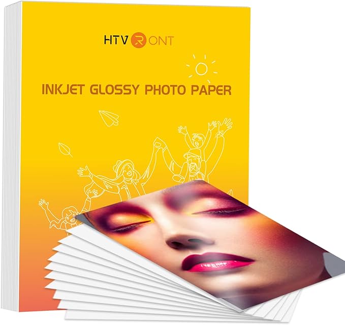 HTVRONT Glossy Photo Paper for Printer - 100 Sheets Inkjet Printer Paper for Chip Bag Paper, Instant Dry Glossy Photo Paper 8.5 x 11 180gsm