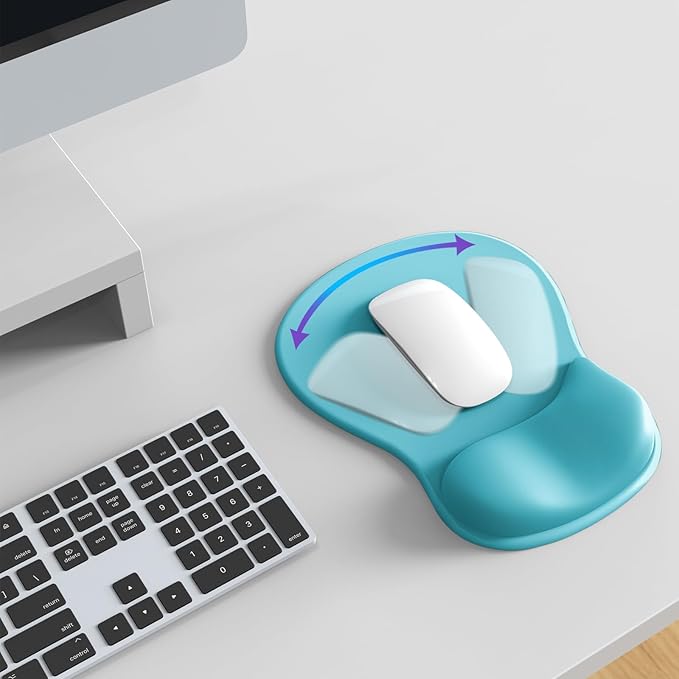 Mouse Pad with Wrist Rest,Ergonomic Mouse Pad with Comfortable Gel Wrist Rest Support and Non-Slip PU Base for Easy Typing Pain Relief, Durable and Washable(Blue)