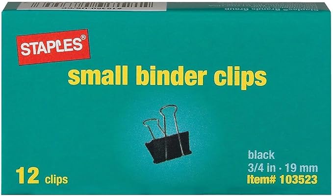 Staples Binder Clips, Small Size, Black, 36 Pack – Compact Clips for Paper Stacks & Office Filing